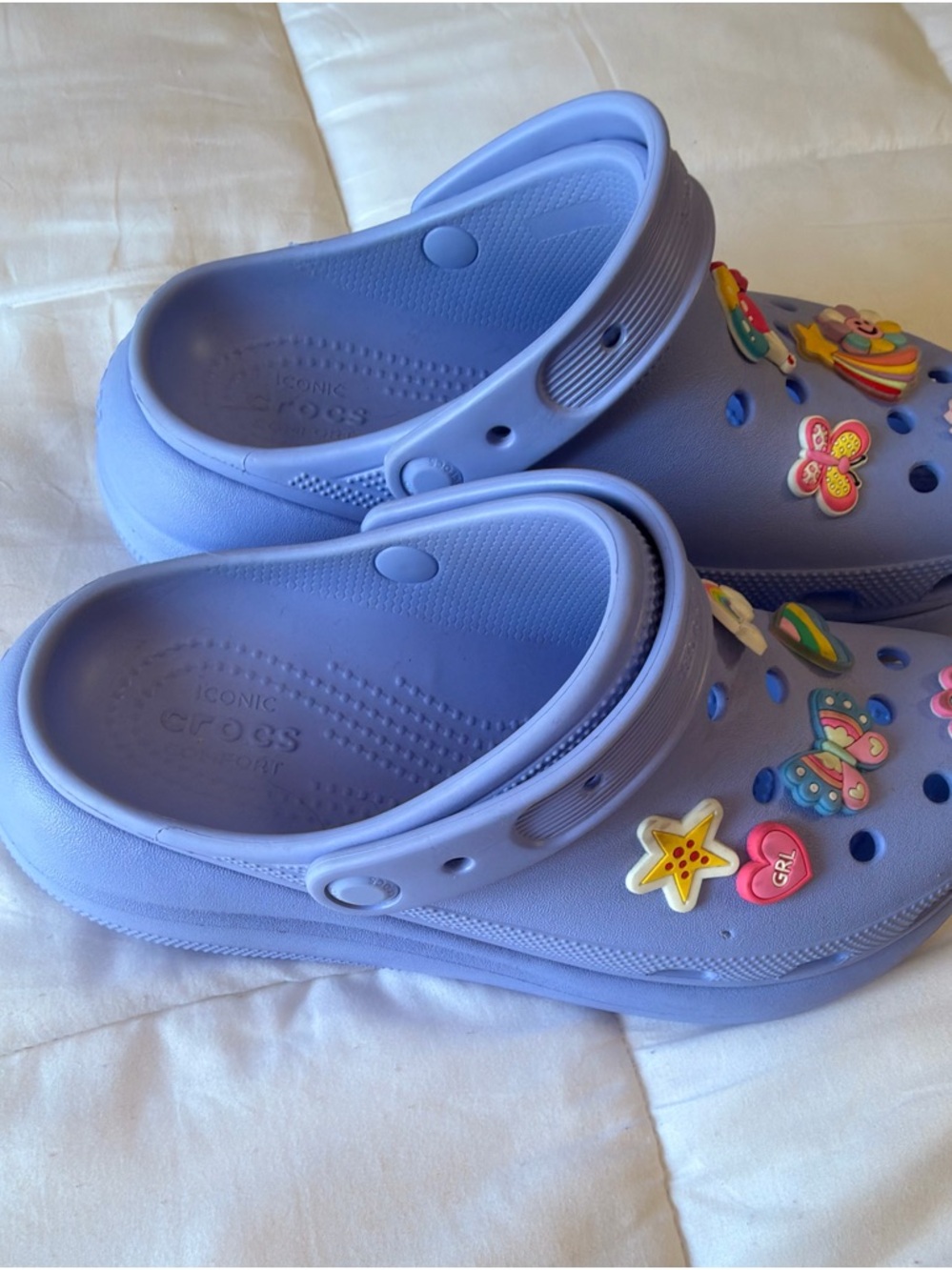 Lavender Clog Shoes with Fun Charms platform adult Crocs - Picture 2 of 8